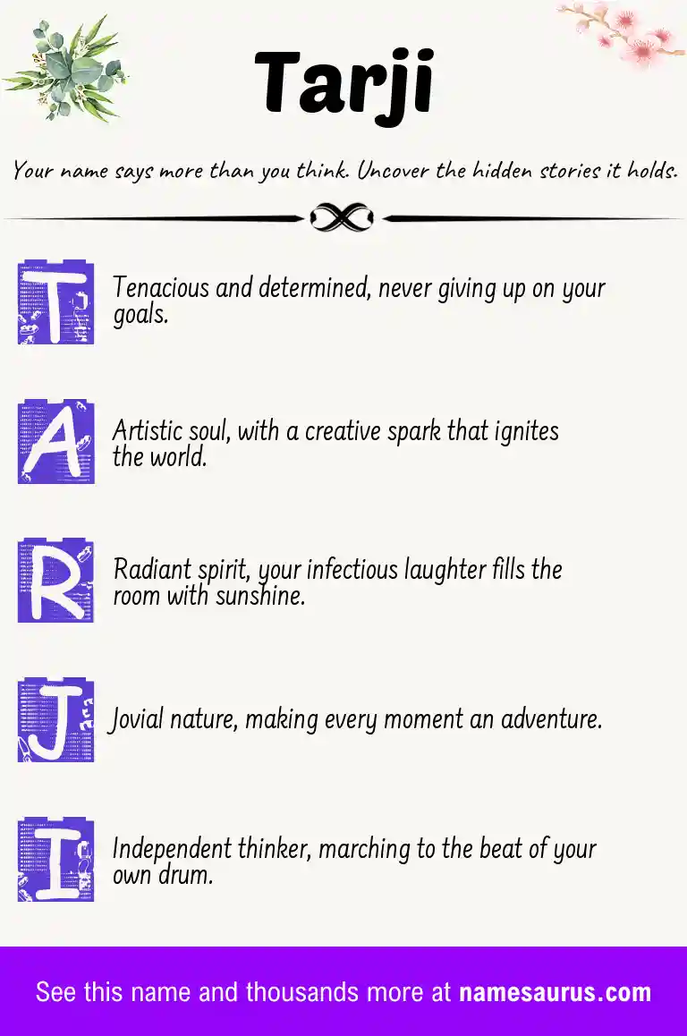 Acrostic poem about Tarji.