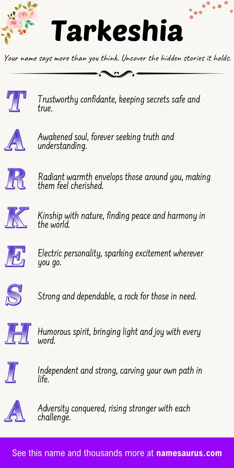 Acrostic poem about Tarkeshia.