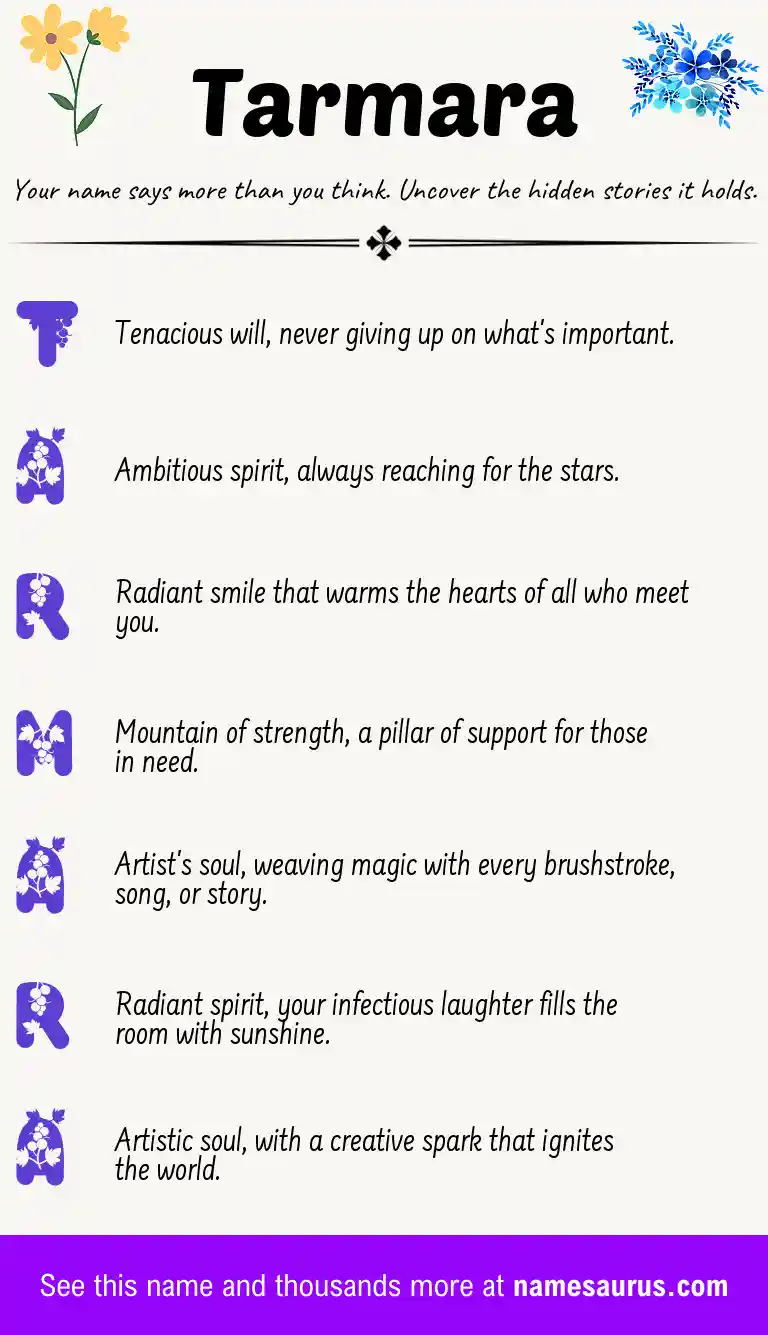 Acrostic poem about Tarmara.