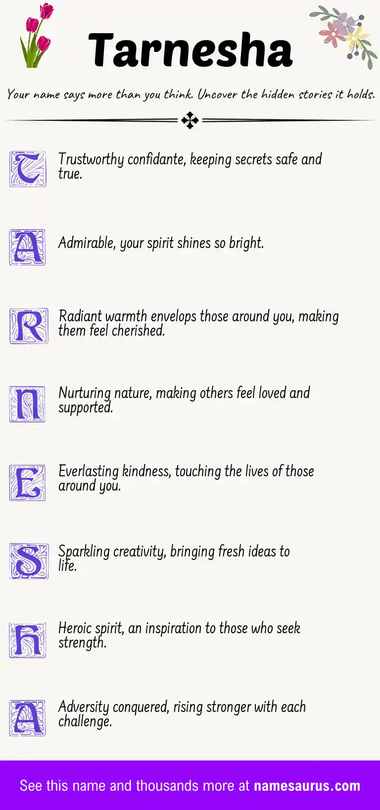 Acrostic poem about Tarnesha.