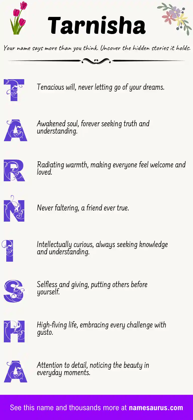 Acrostic poem about Tarnisha.