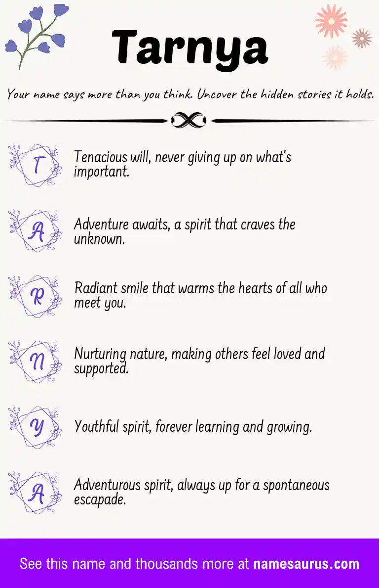 Acrostic poem about Tarnya.