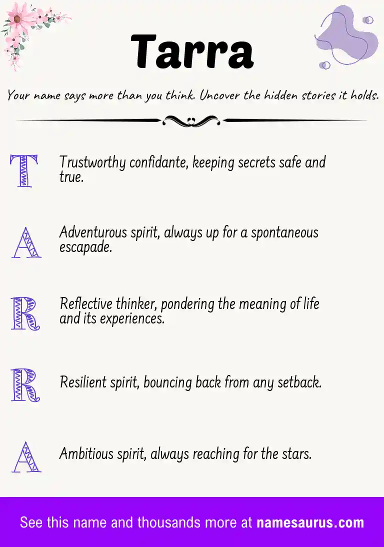 Acrostic poem about Tarra.