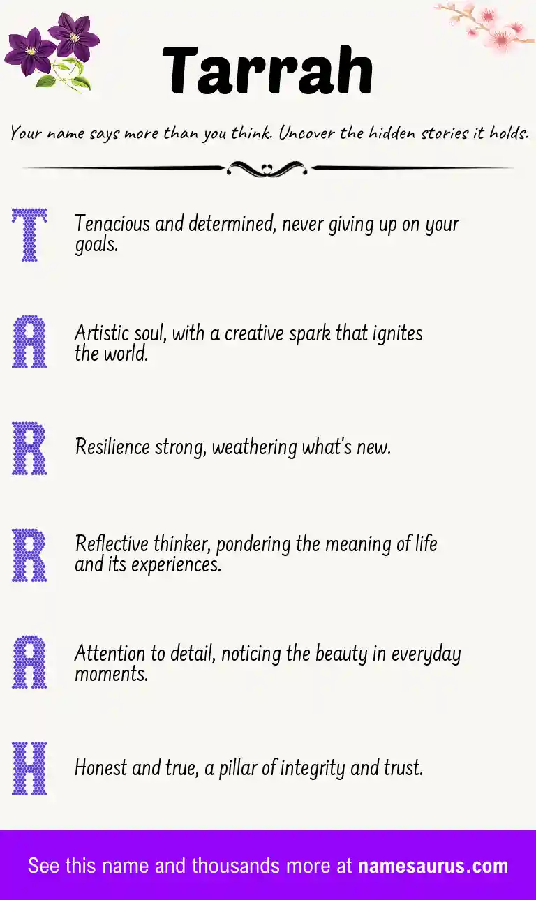 Acrostic poem about Tarrah.