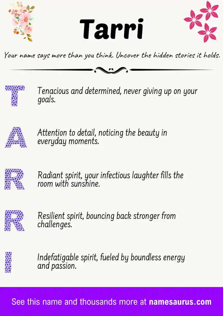 Acrostic poem about Tarri.