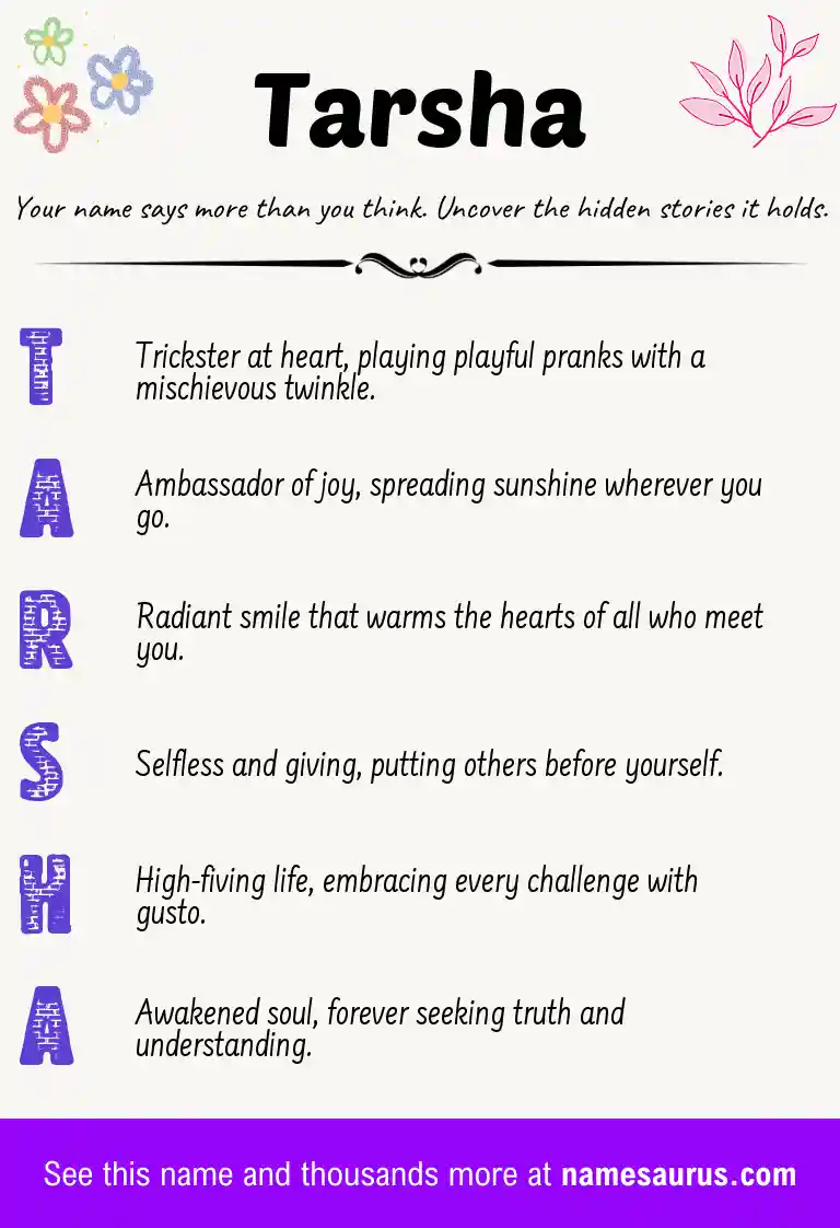Acrostic poem about Tarsha.