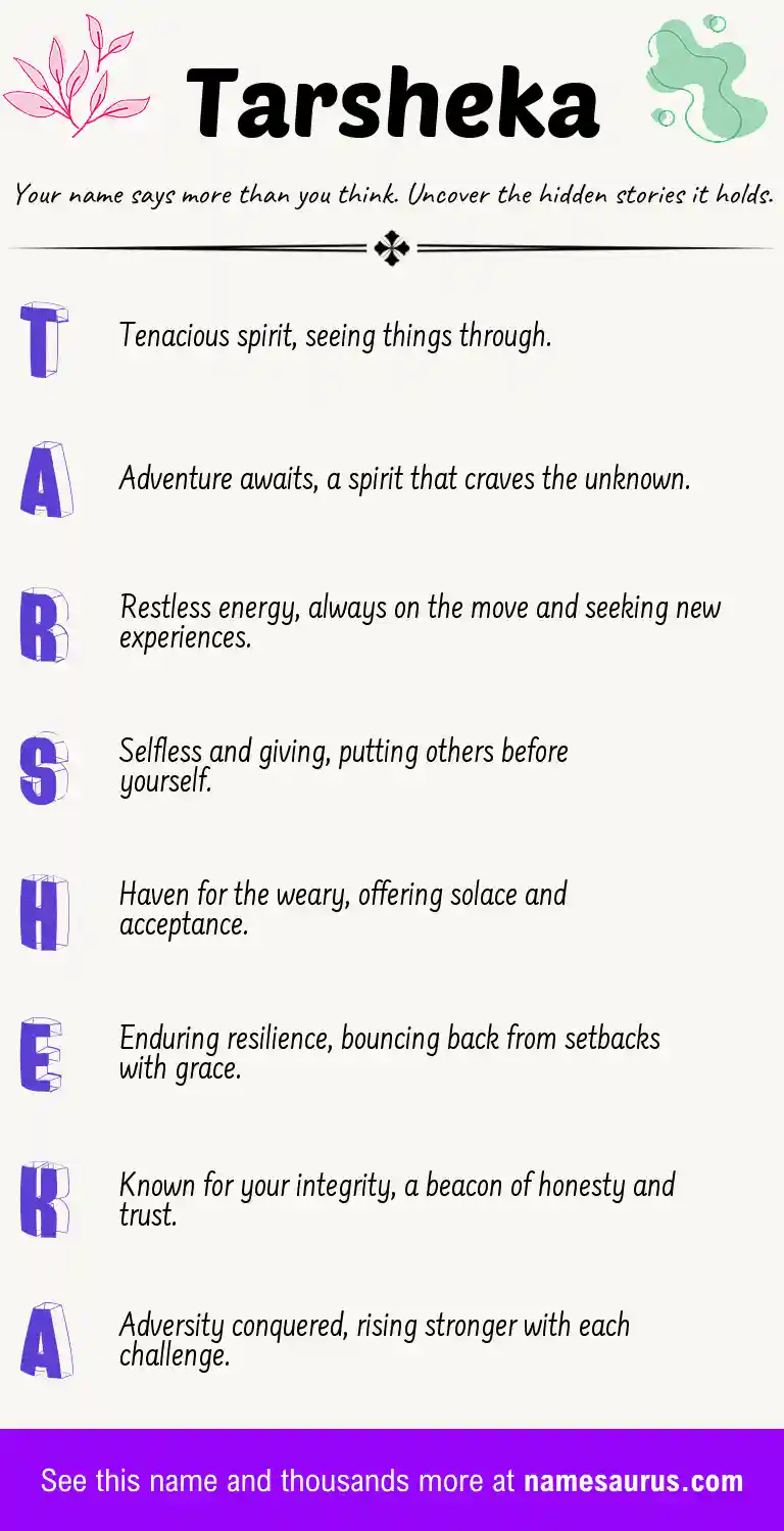Acrostic poem about Tarsheka.