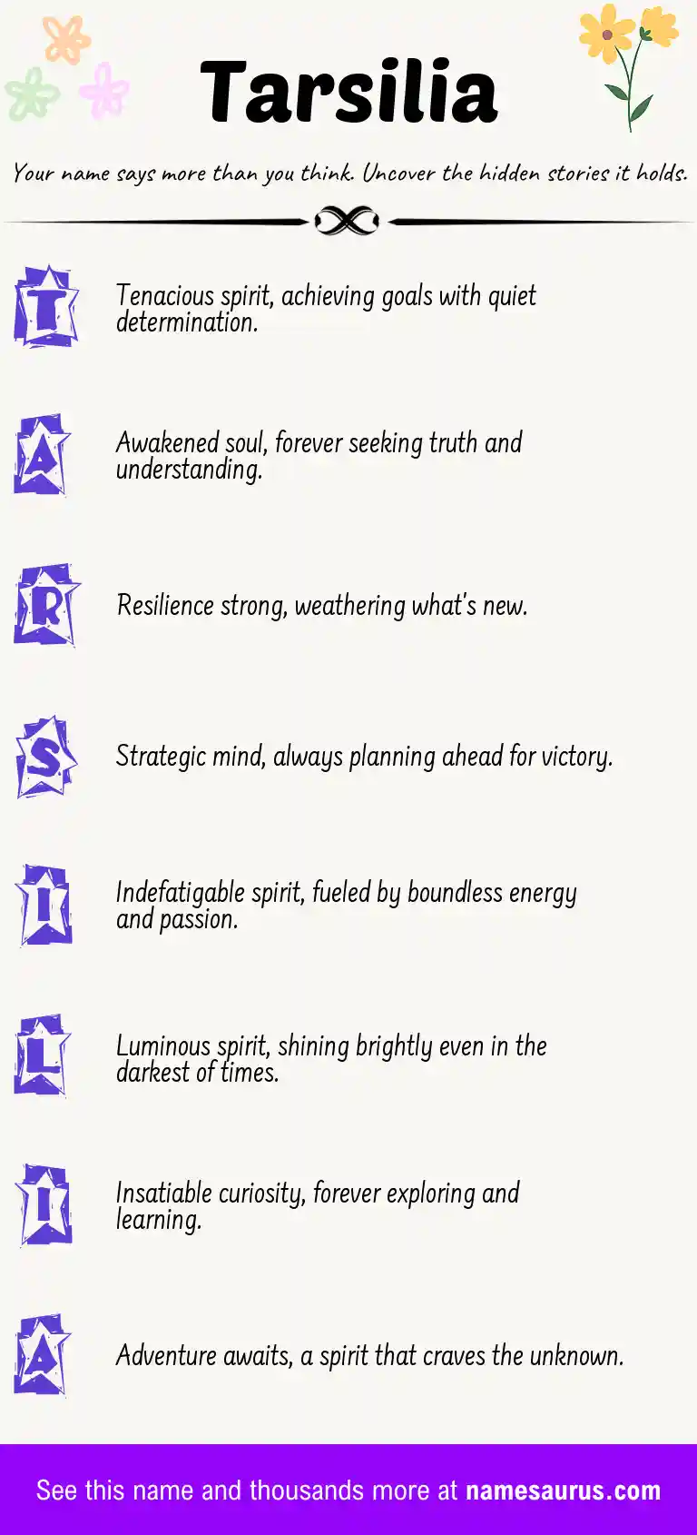 Acrostic poem about Tarsilia.