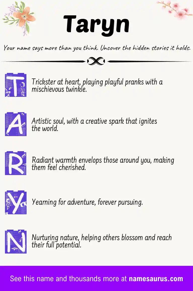 Acrostic poem about Taryn.