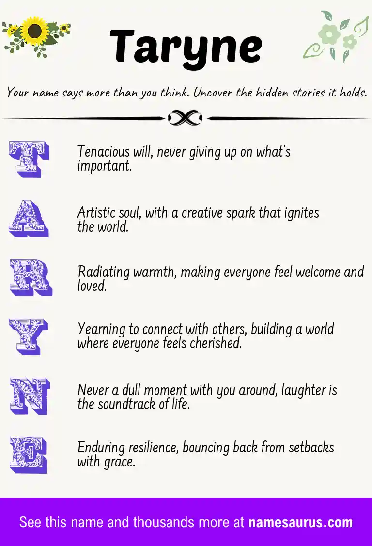Acrostic poem about Taryne.