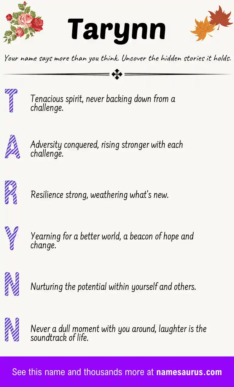 Acrostic poem about Tarynn.