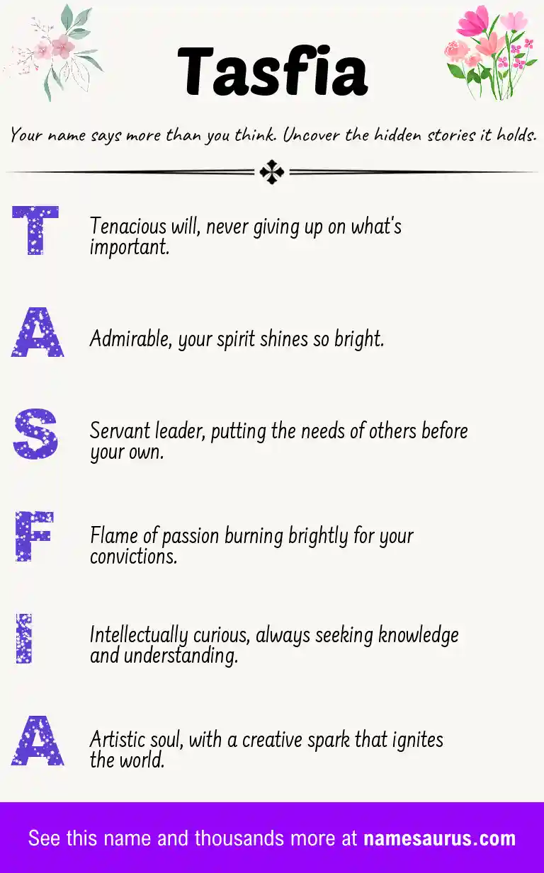Acrostic poem about Tasfia.