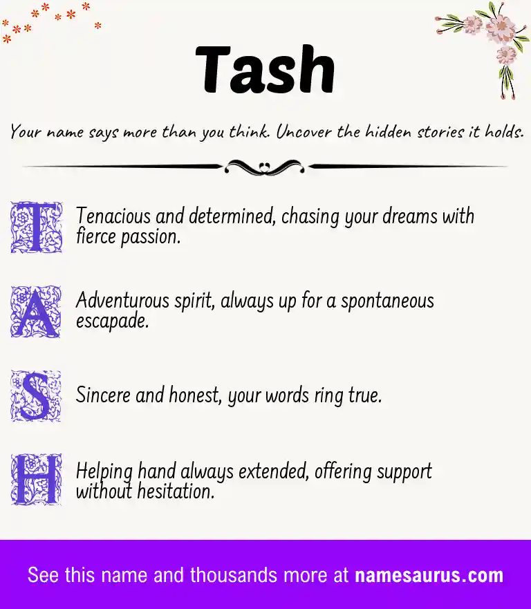 Acrostic poem about Tash.