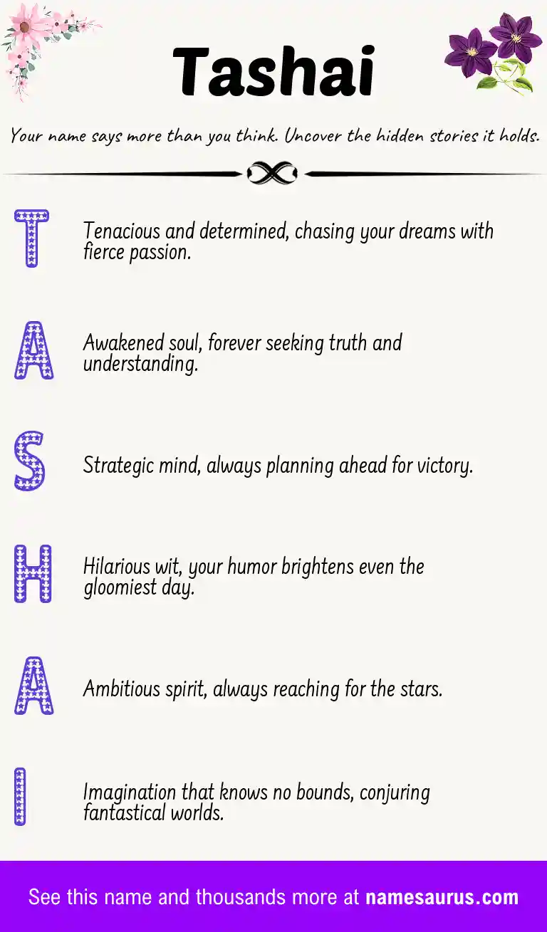 Acrostic poem about Tashai.