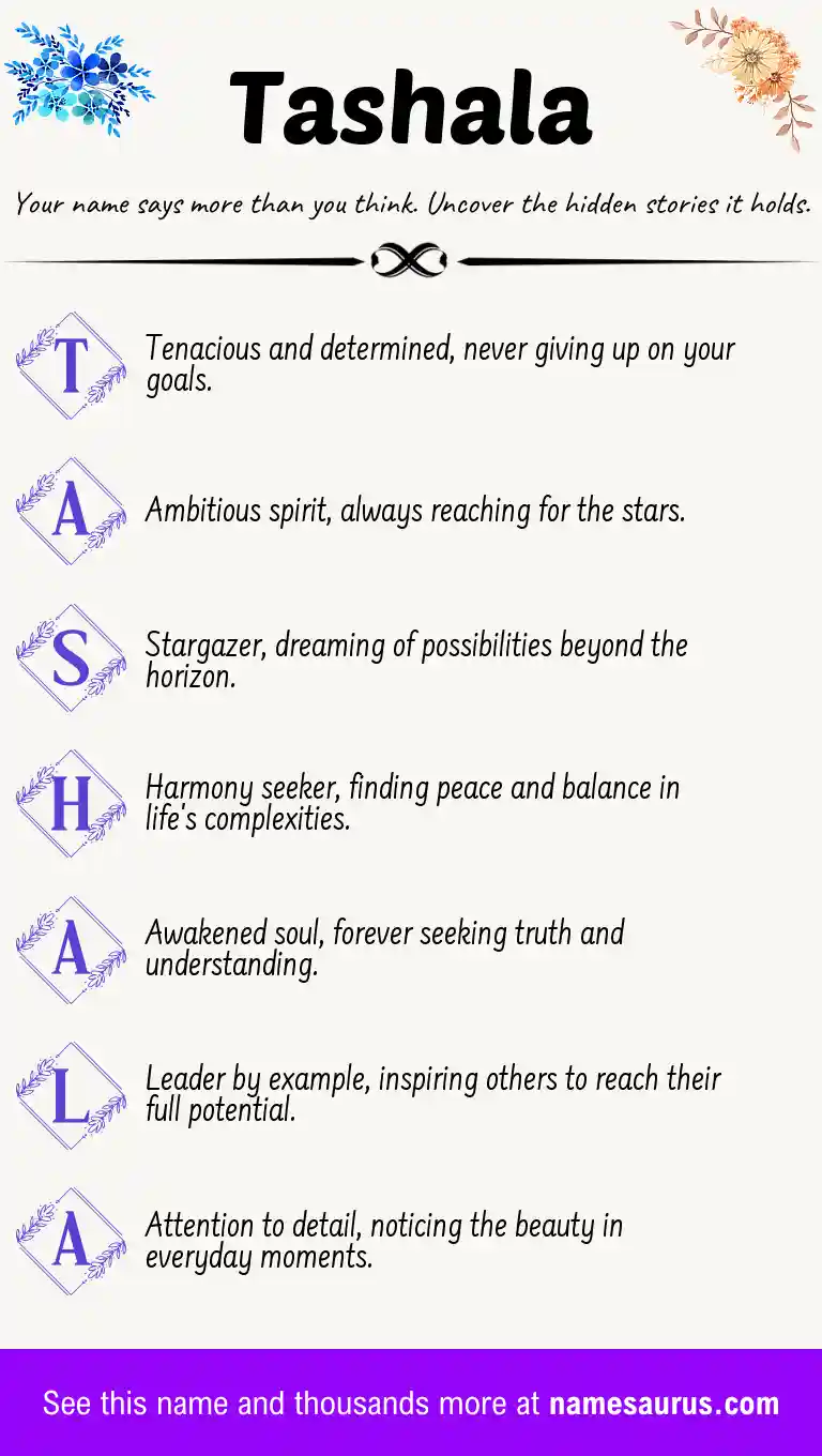 Acrostic poem about Tashala.