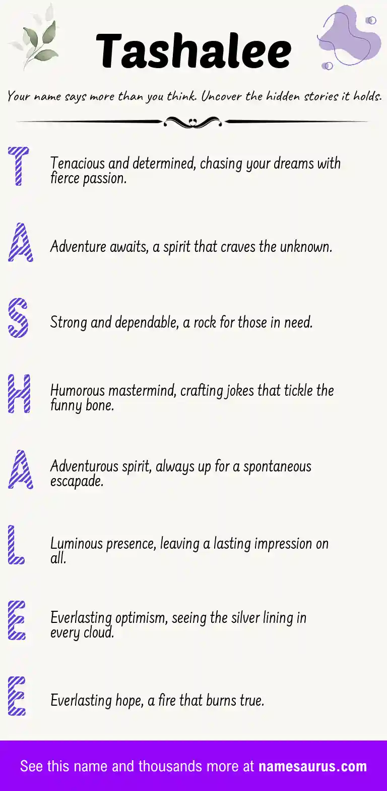 Acrostic poem about Tashalee.
