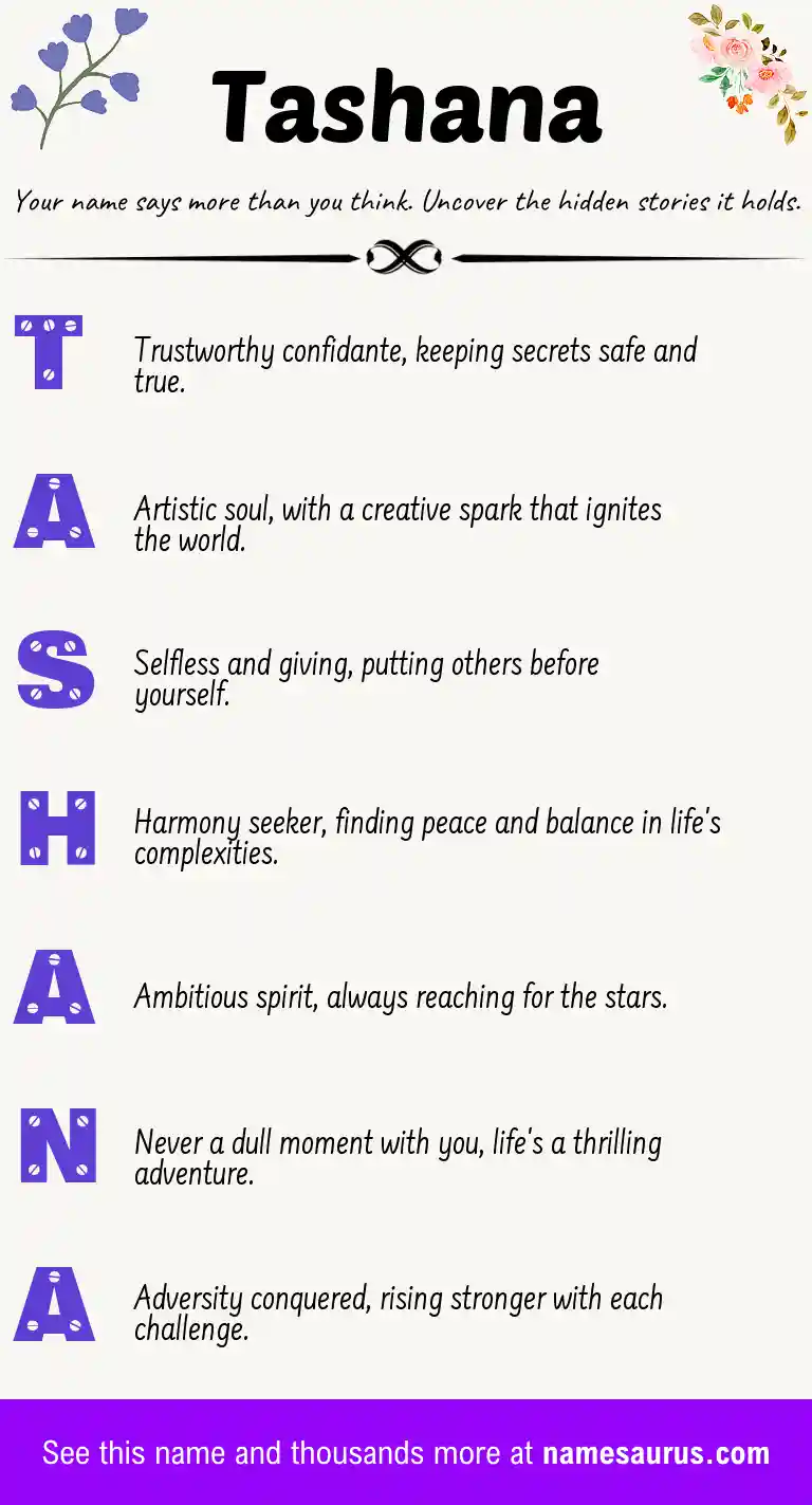Acrostic poem about Tashana.