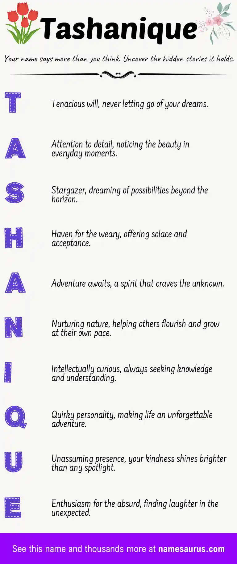 Acrostic poem about Tashanique.