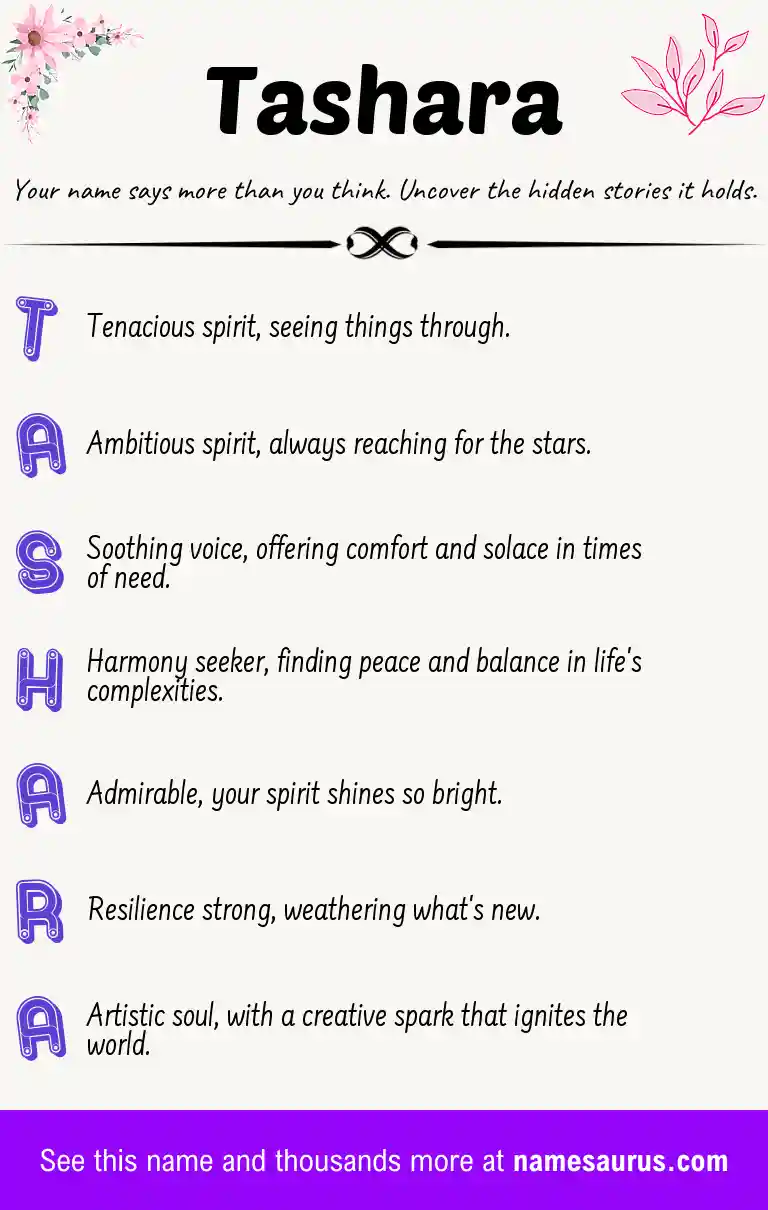 Acrostic poem about Tashara.