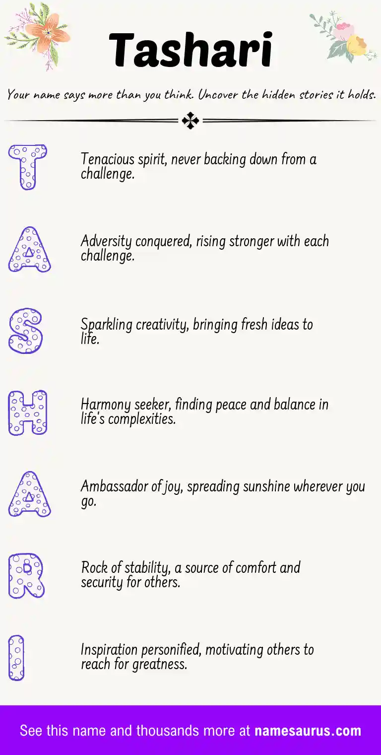 Acrostic poem about Tashari.