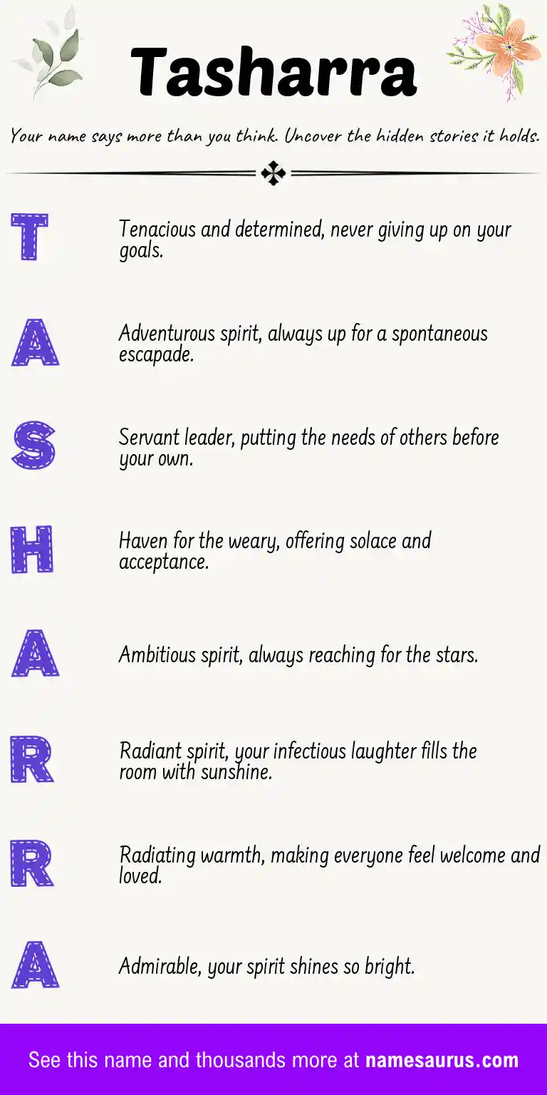 Acrostic poem about Tasharra.