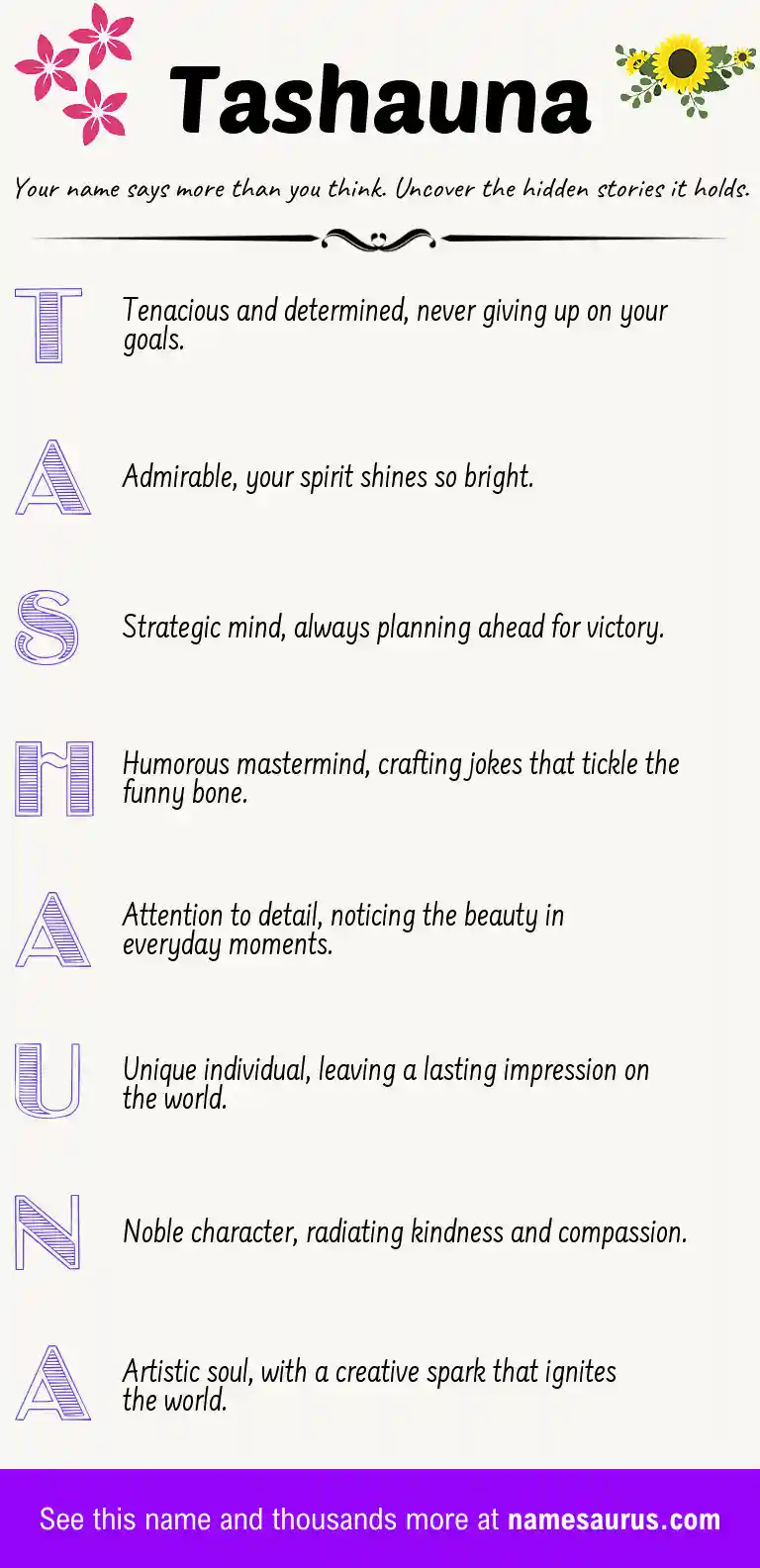 Acrostic poem about Tashauna.