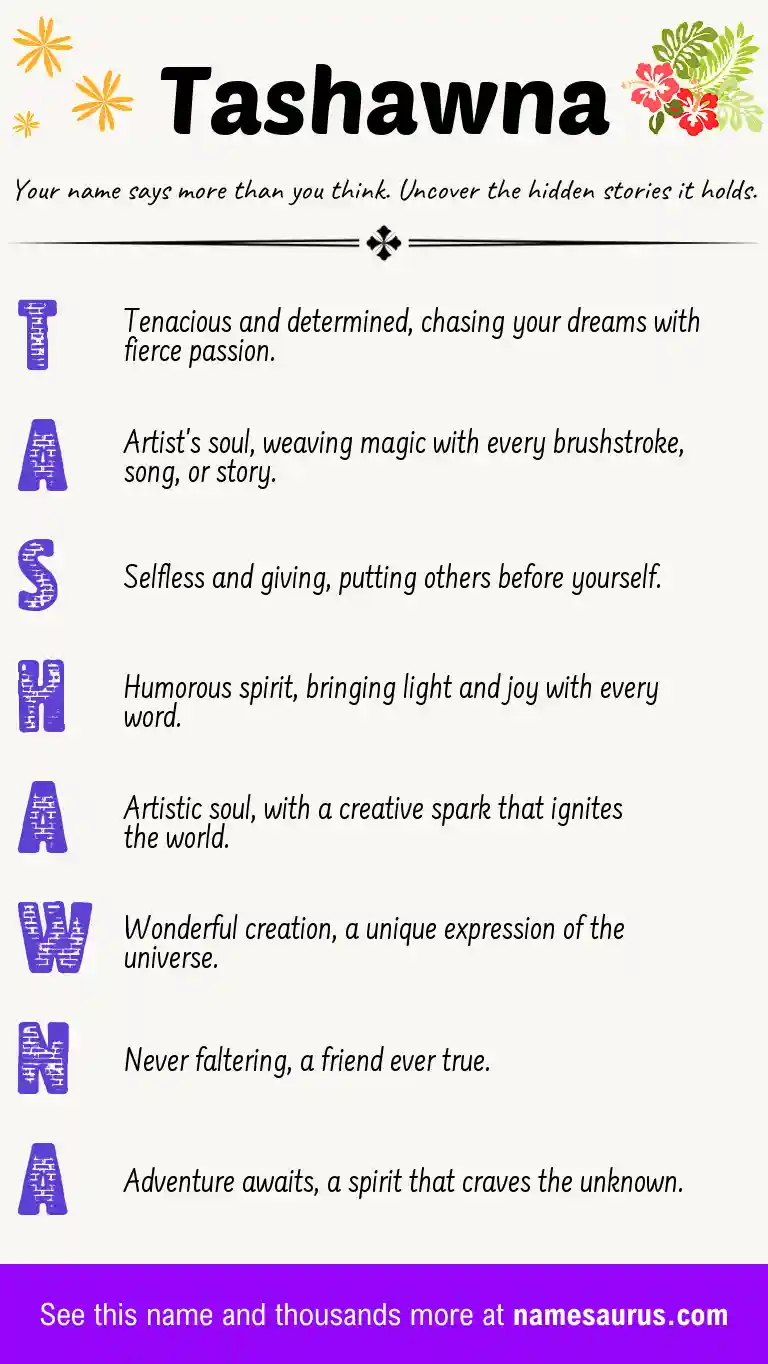 Acrostic poem about Tashawna.