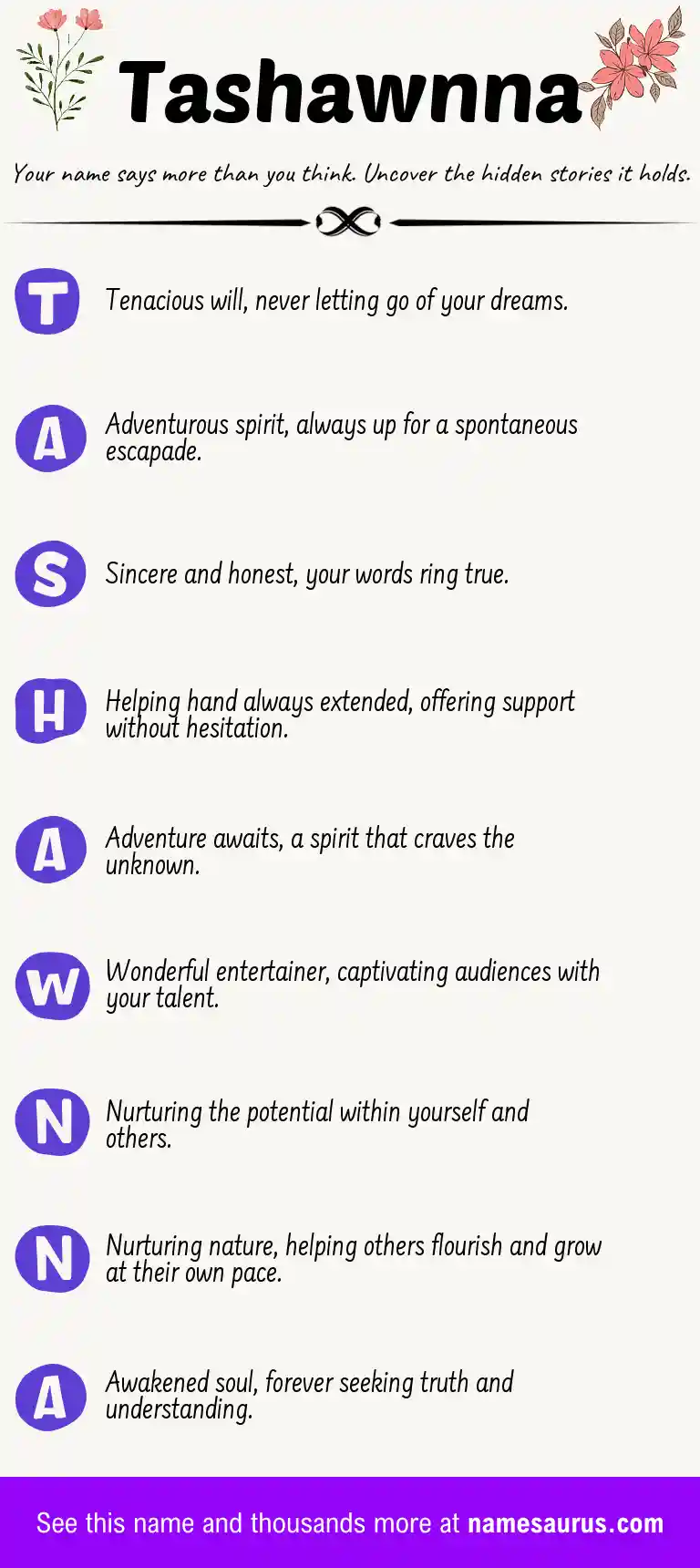 Acrostic poem about Tashawnna.