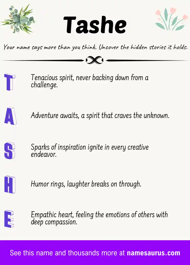 Acrostic poem about Tashe.