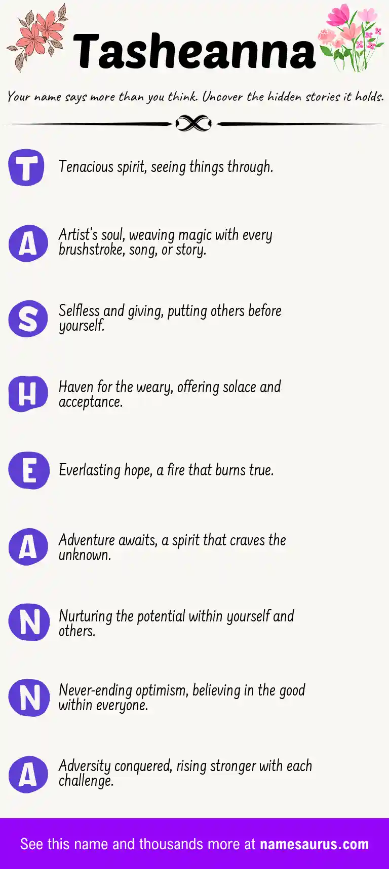 Acrostic poem about Tasheanna.