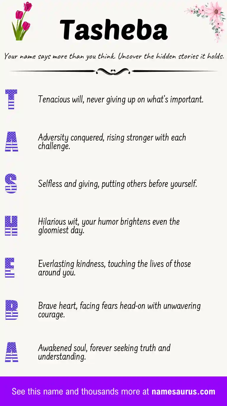 Acrostic poem about Tasheba.