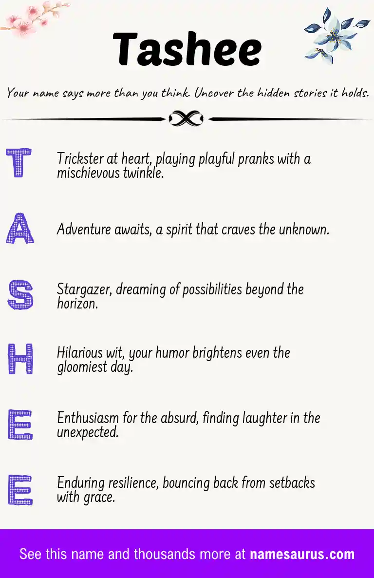 Acrostic poem about Tashee.