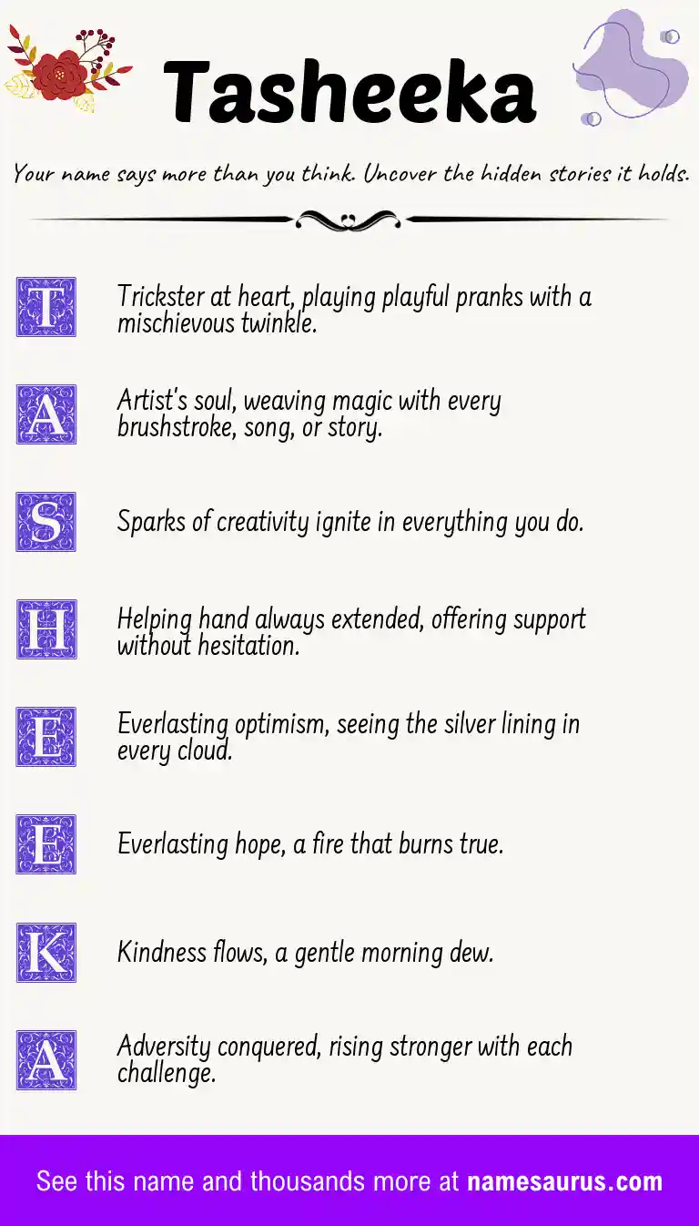 Acrostic poem about Tasheeka.