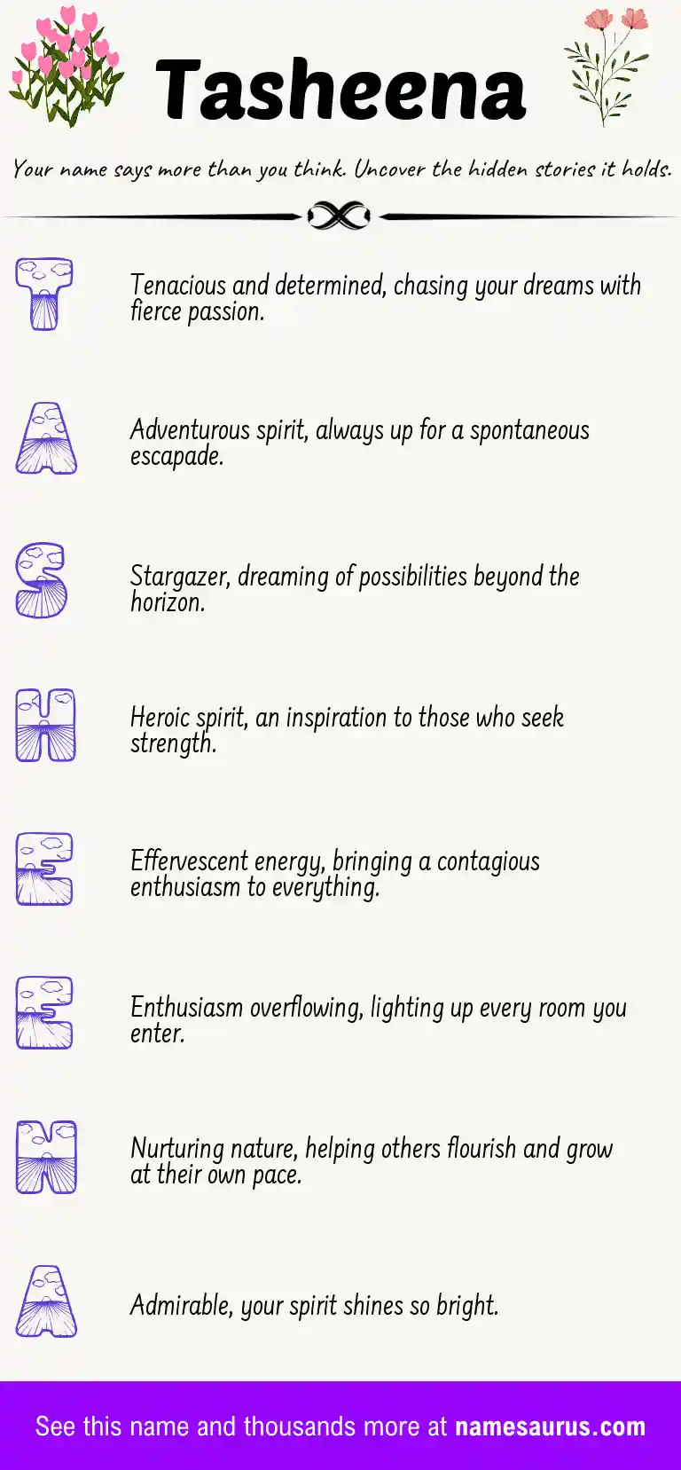 Acrostic poem about Tasheena.