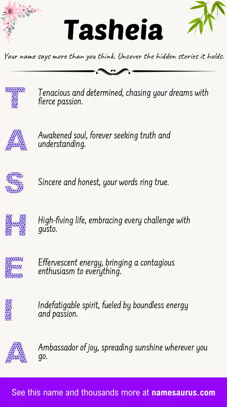 Acrostic poem about Tasheia.