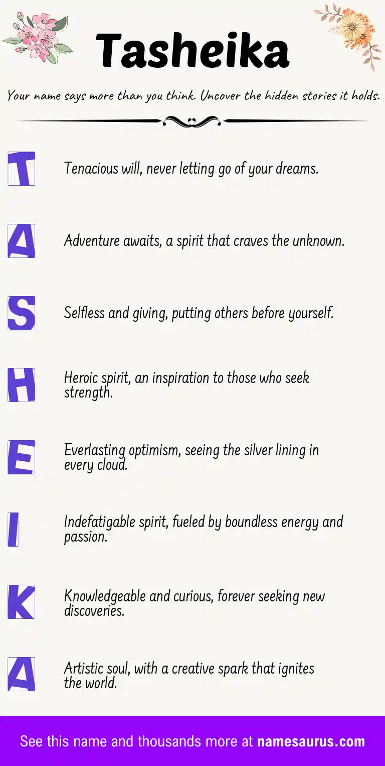 Acrostic poem about Tasheika.
