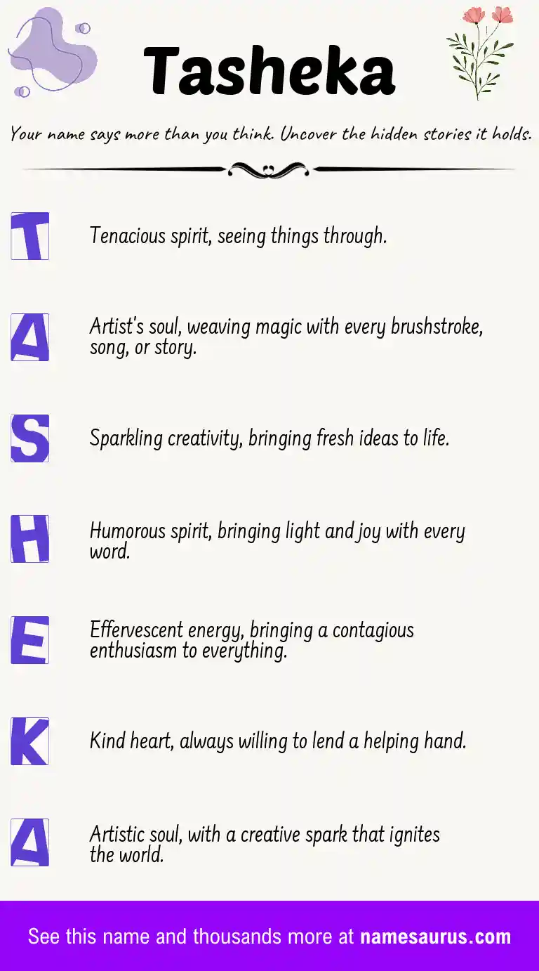 Acrostic poem about Tasheka.
