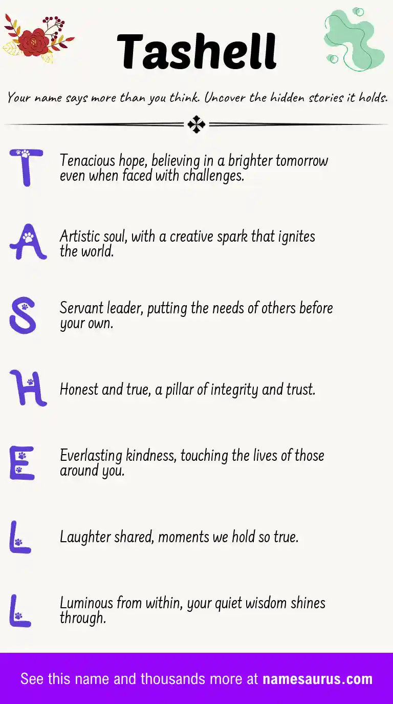 Acrostic poem about Tashell.