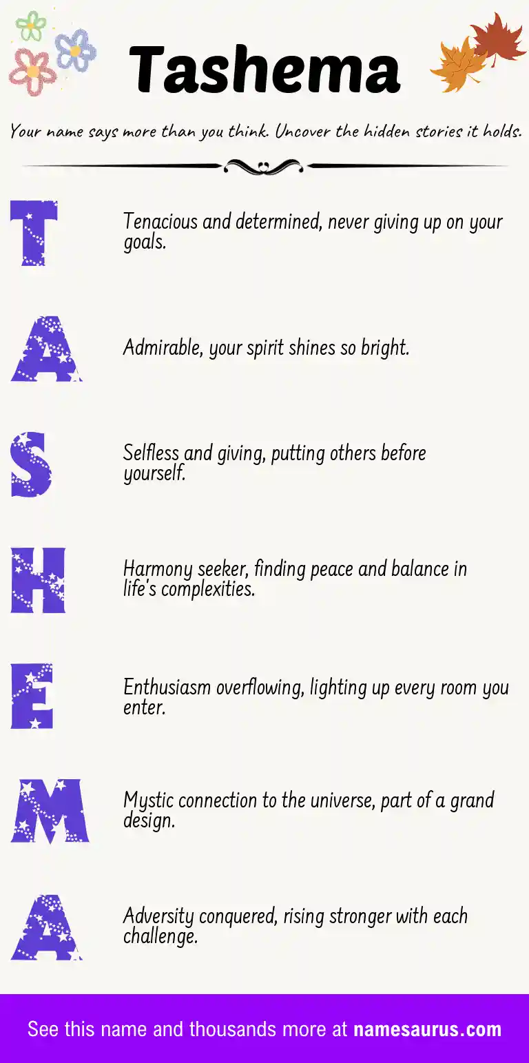 Acrostic poem about Tashema.