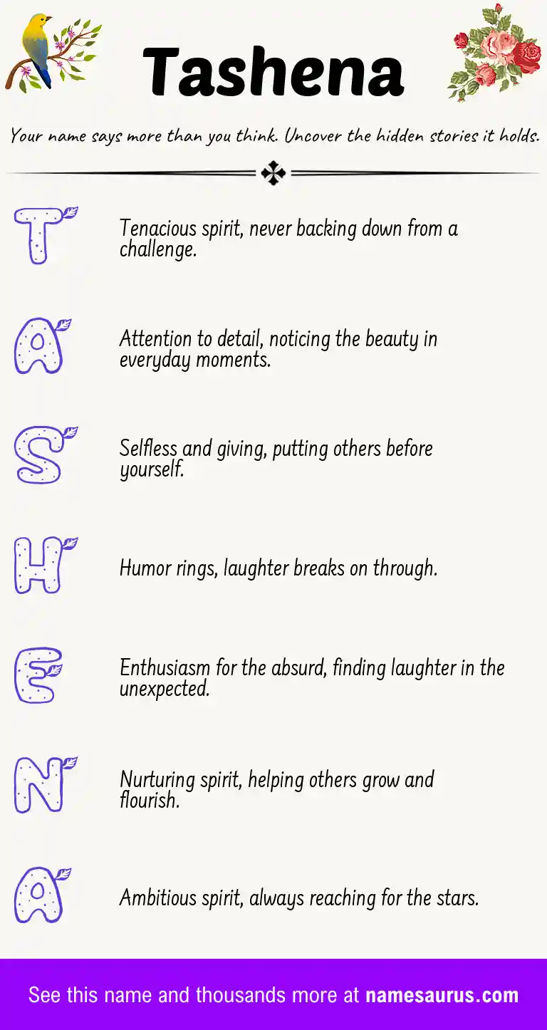 Acrostic poem about Tashena.