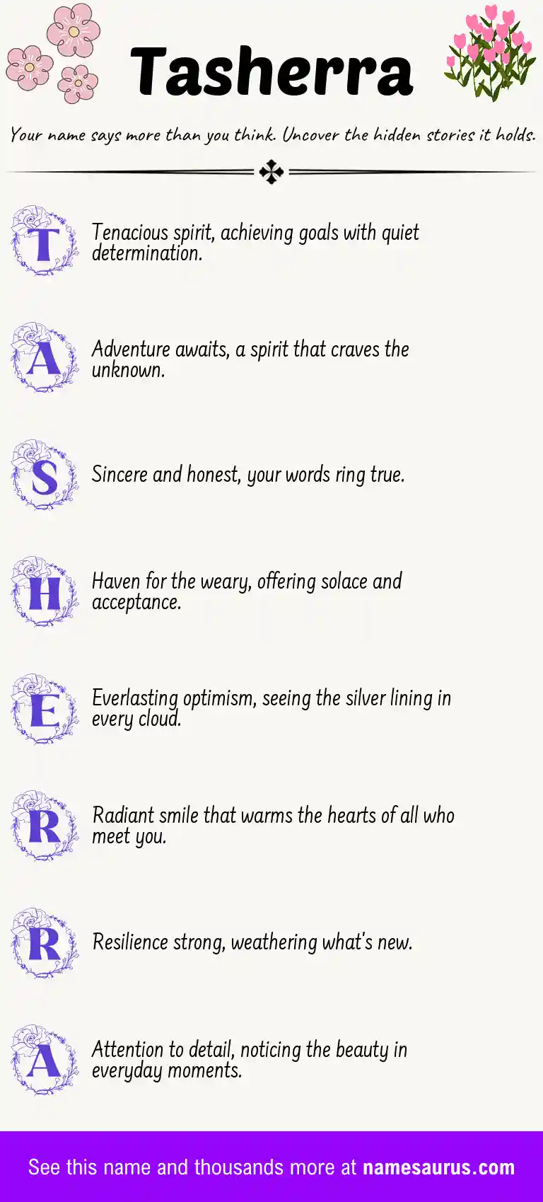 Acrostic poem about Tasherra.