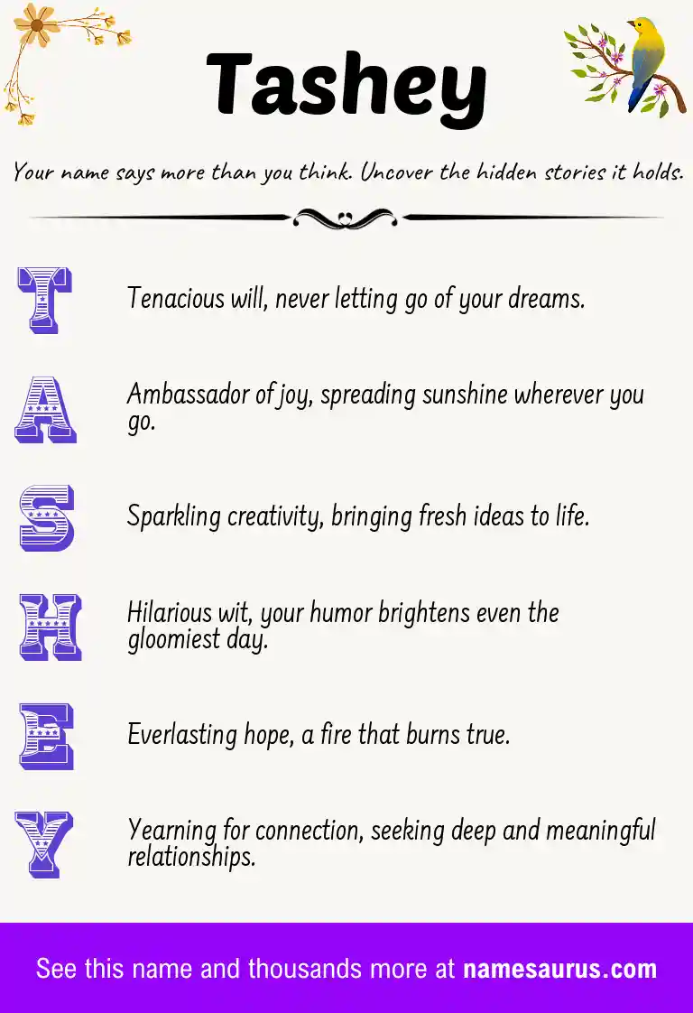 Acrostic poem about Tashey.