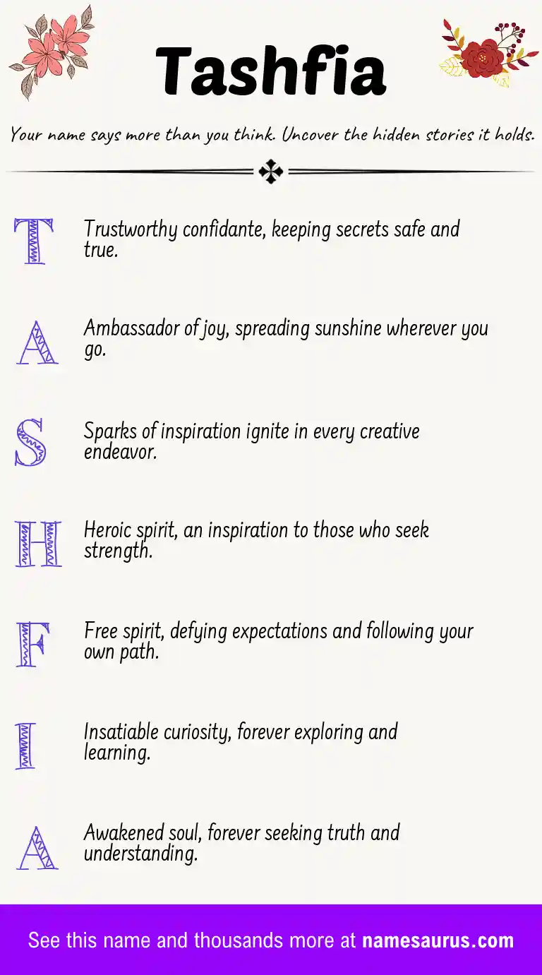 Acrostic poem about Tashfia.
