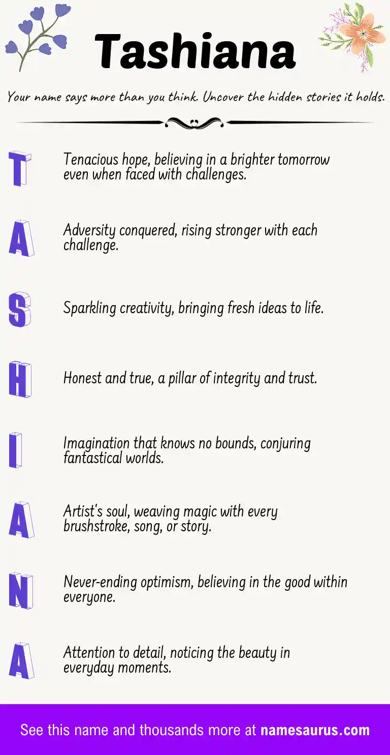 Acrostic poem about Tashiana.