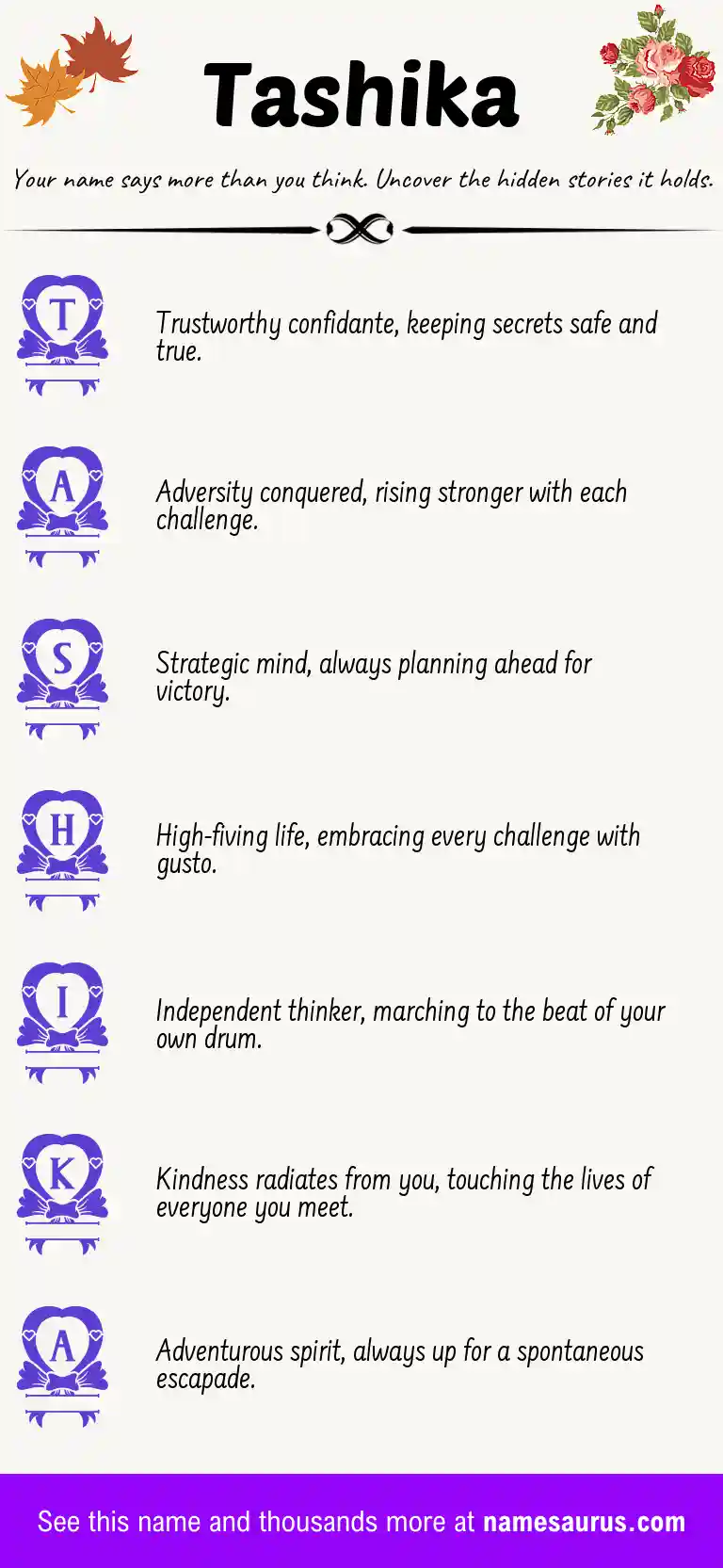 Acrostic poem about Tashika.