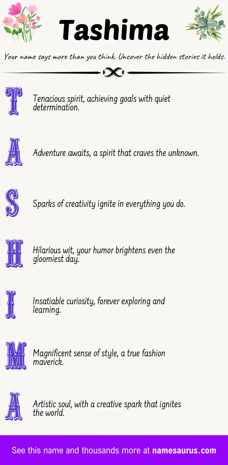 Acrostic poem about Tashima.