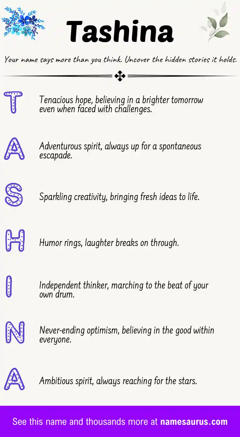 Acrostic poem about Tashina.