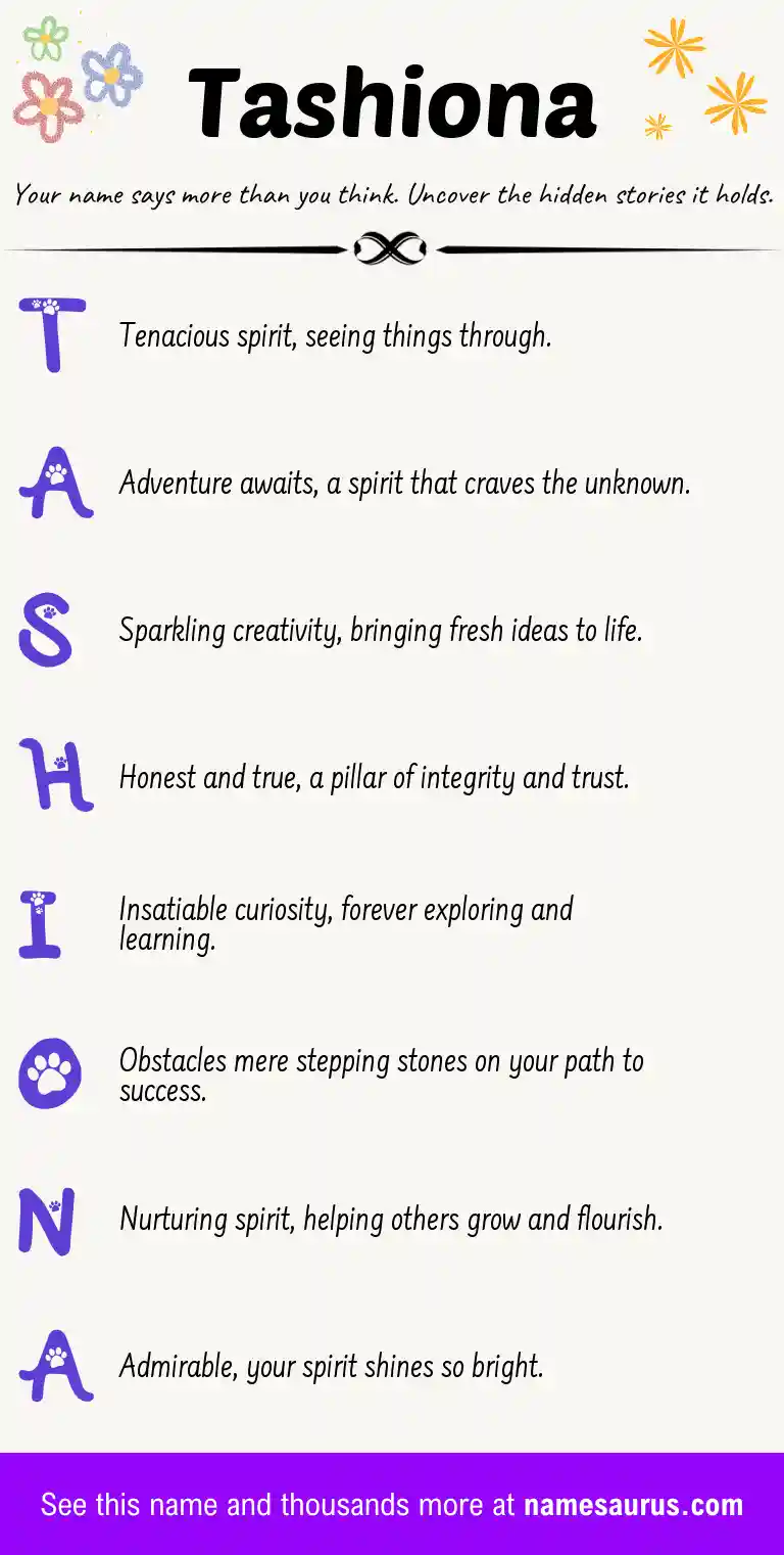 Acrostic poem about Tashiona.