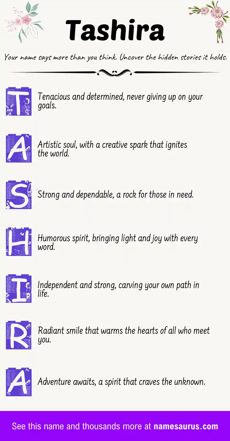 Acrostic poem about Tashira.