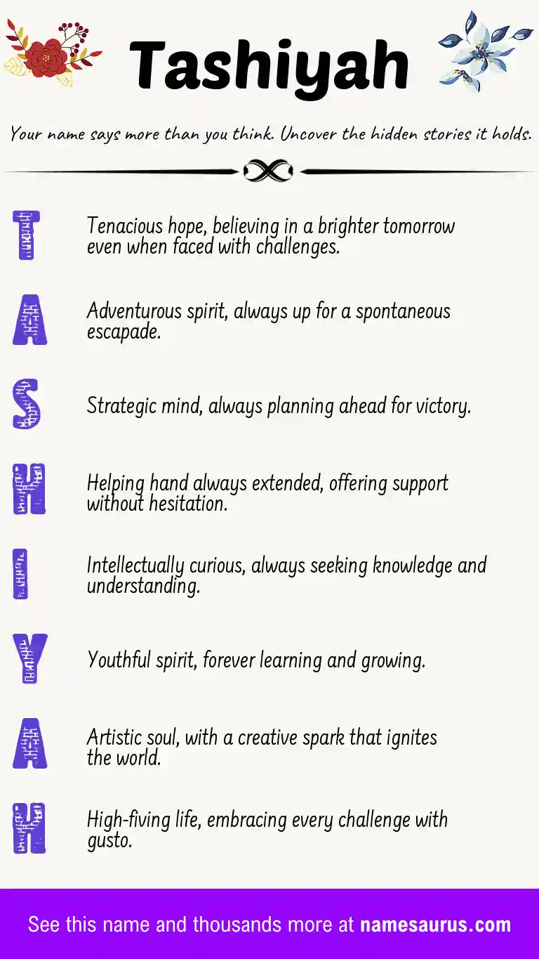 Acrostic poem about Tashiyah.